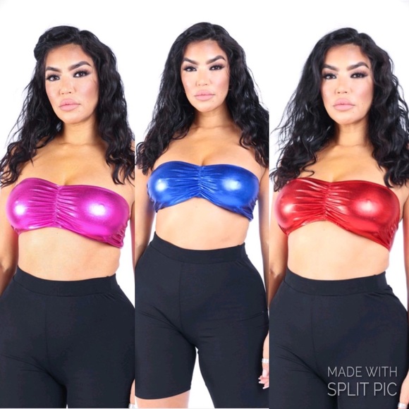 💗❤️💙Metallic Bandeau Tops: 3 Colors 💙❤️💗 - Picture 1 of 8